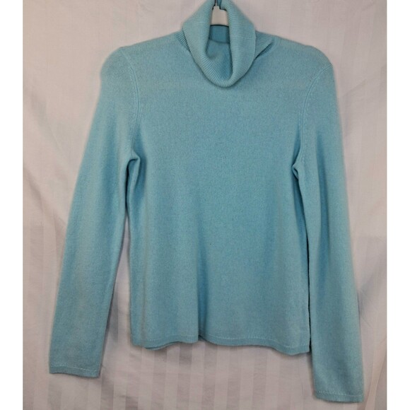 Cashmere Sweater Women's Size S Charter Club Luxury Light Blue Turtleneck - Picture 1 of 9